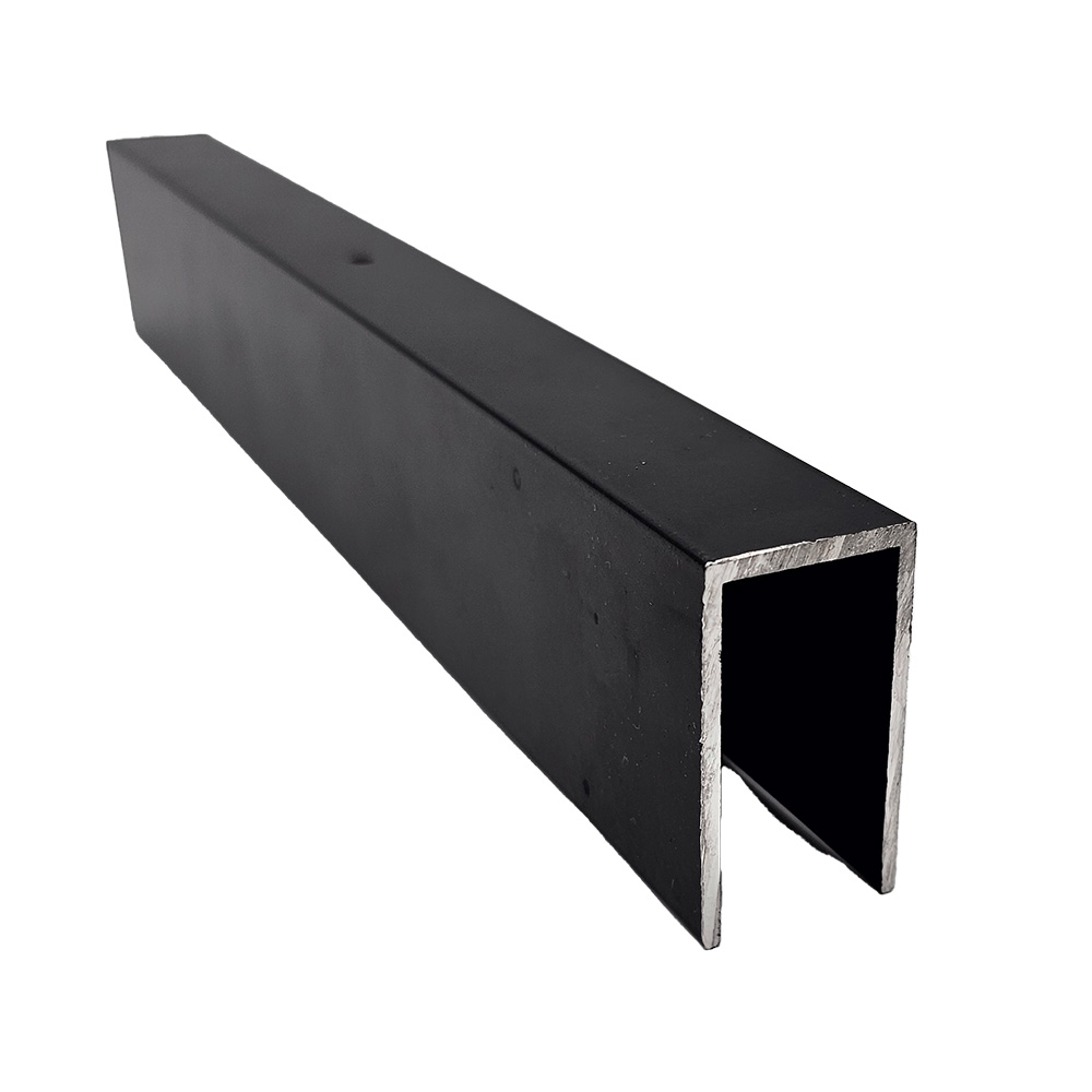 Image Bas de moulure en U en aluminium, avec trous, longueur de 73'', 1.9mm+2.6mm, noir